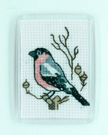 Bullfinch Cross Stitch Badge from Alison Perkins (55 x 40mm)
