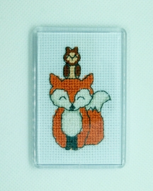 Fox and Owl Cross Stitch Fridge Magnet from Alison Perkins (70 x 45mm)