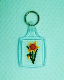 Daffodil Cross Stitch Keyring from Alison Perkins (50 x 42mm)