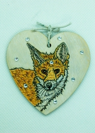 Fox Illustrated Hanging Decoration 65 x 60mm from Alison Perkins