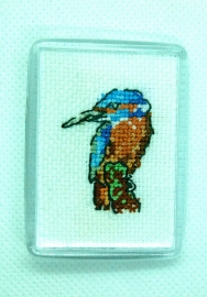 Kingfisher Cross Stitch Badge from Alison Perkins (40 x 55mm)
