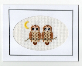 Owls Cross Stitch Blank Greetings Card from Alison Perkins Art - 6 x 4